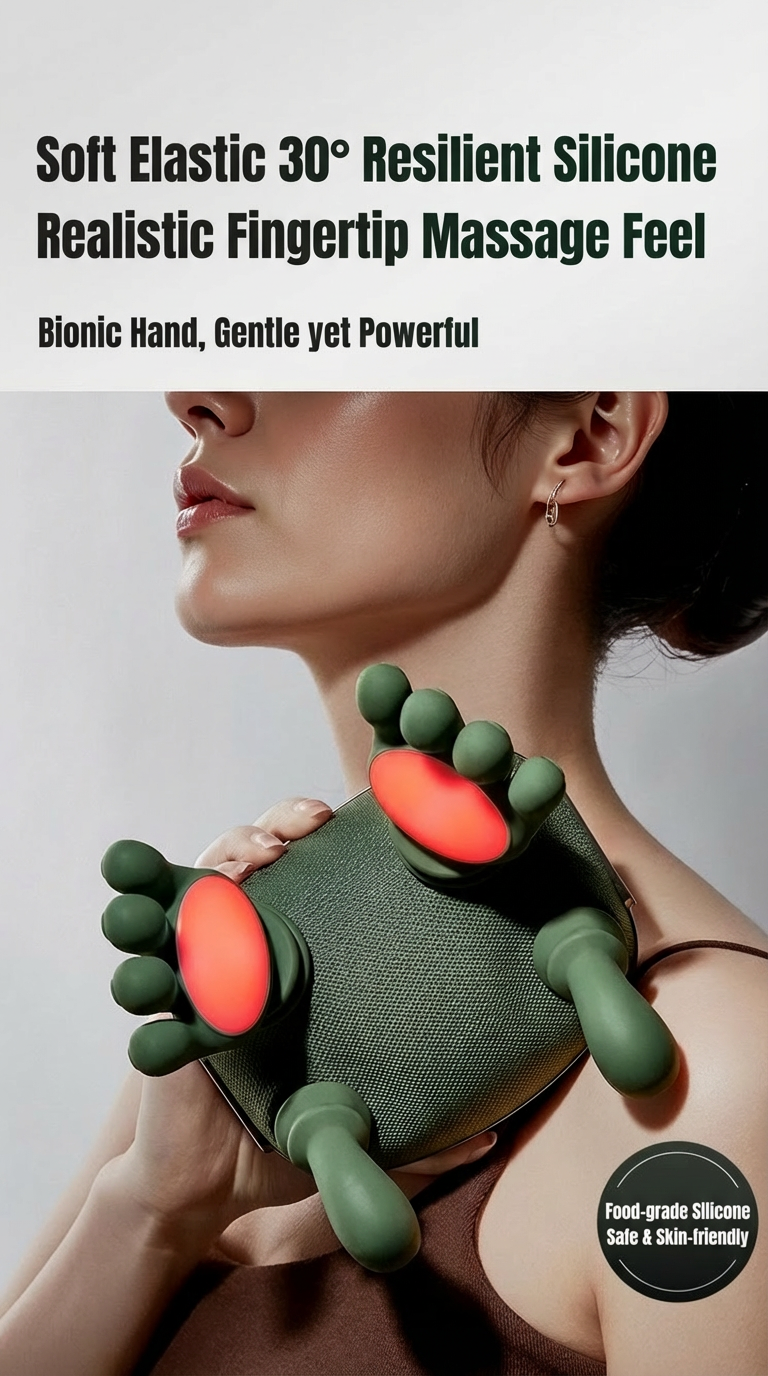 Bionic Neck Shoulder Massager Heated Back Massagers Electric Kneading Muscles Massage Pillow Neck Waist Leg Body 3-Level Modes